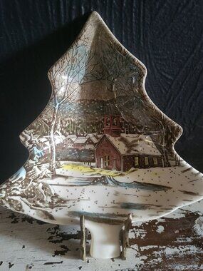 Johnson Bros Friendly Village Christmas Tree Dish "The Schoolhouse" Scene *Read